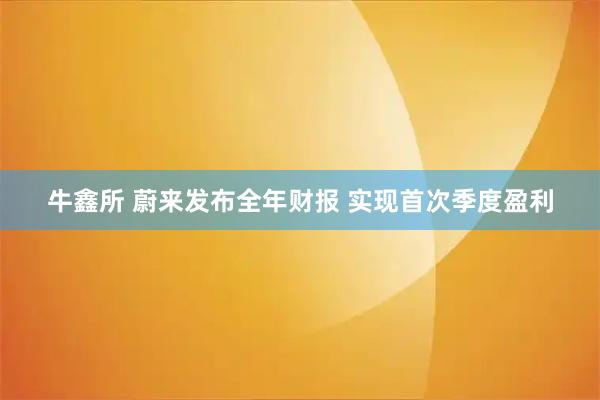 牛鑫所 蔚来发布全年财报 实现首次季度盈利